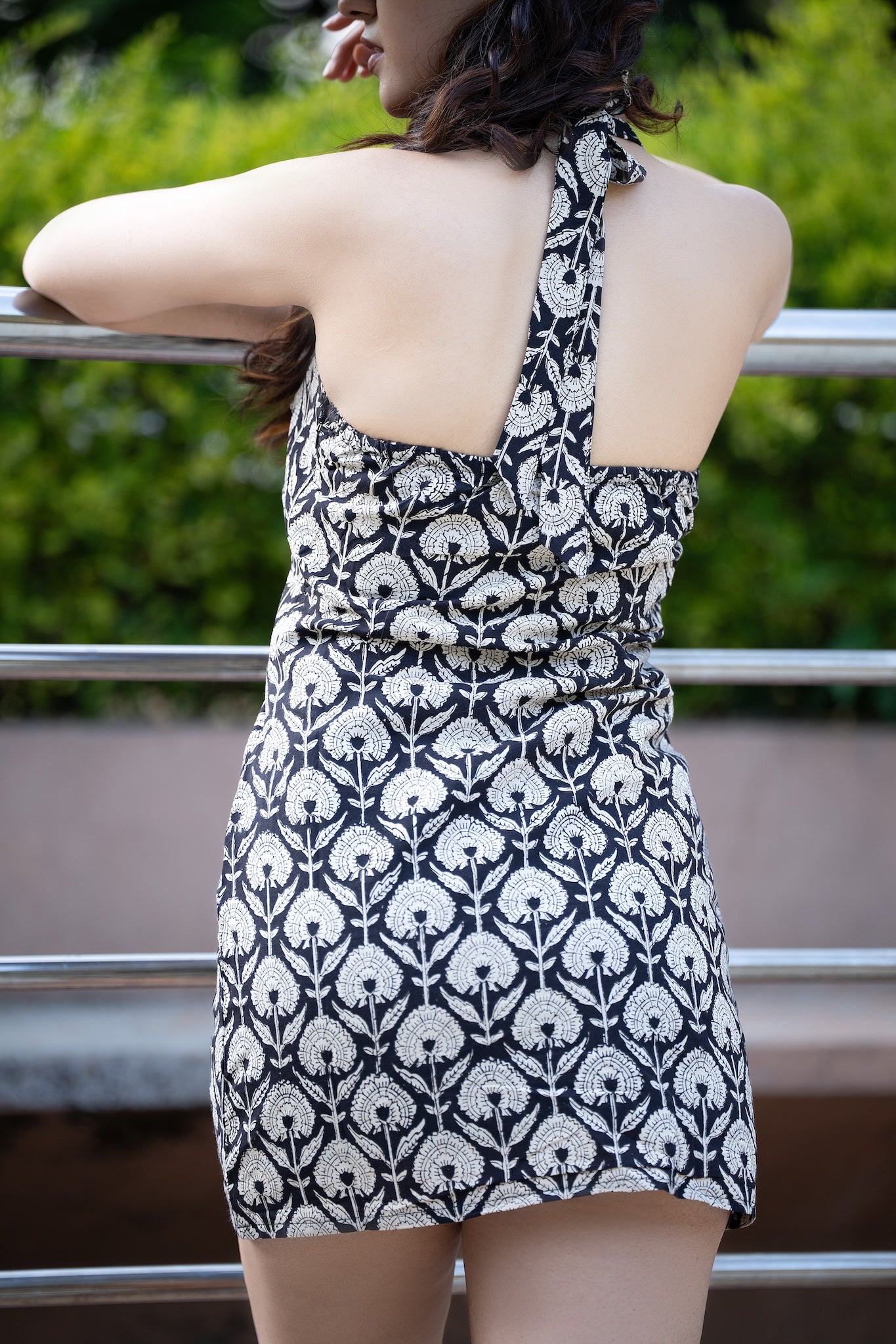 Midnight Bloom Halter Dress